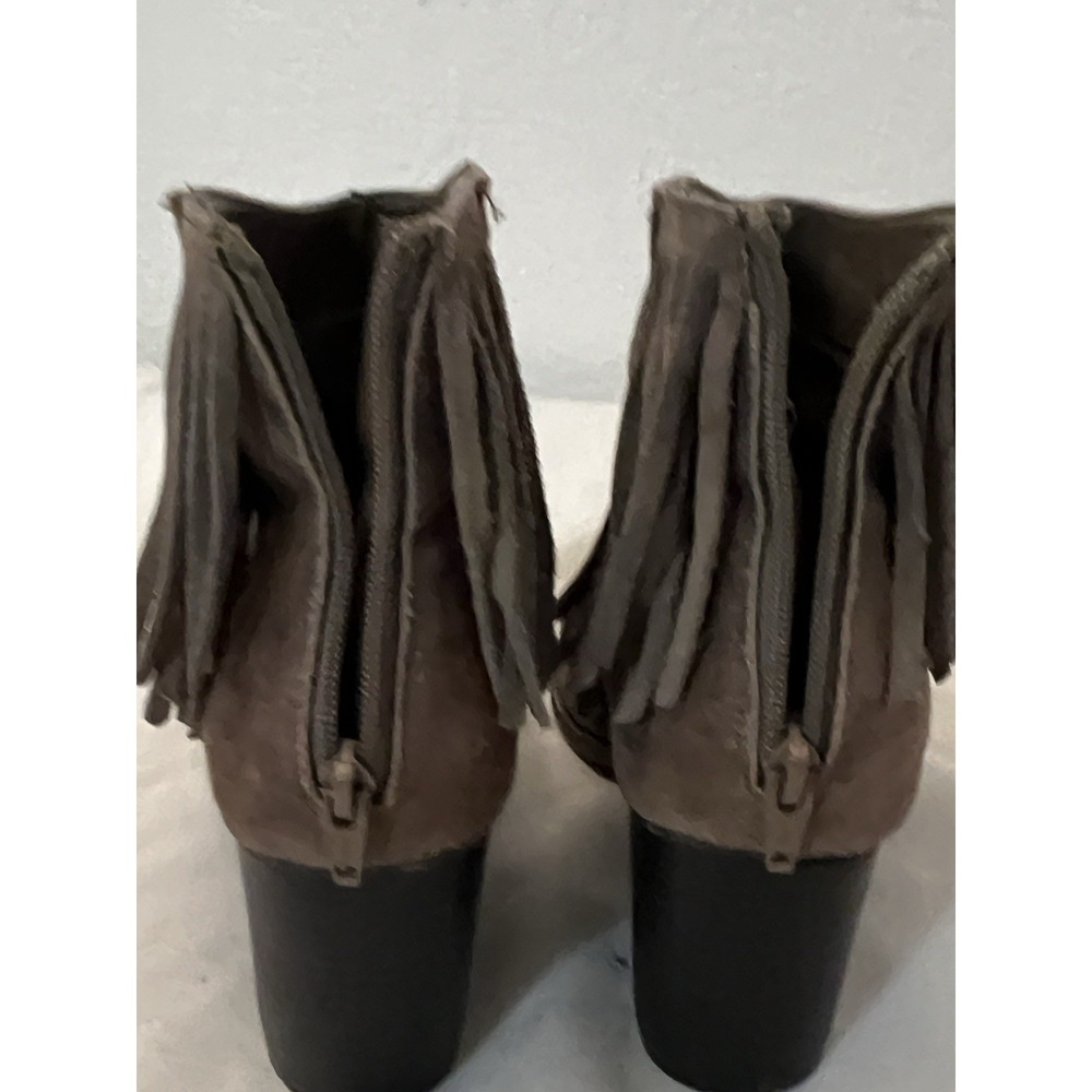 Boots Size 9.5 Tan Fringe Mossimo Suede Leather Ankle‎ Womens Boho Weatern 17730 - Picture 9 of 10